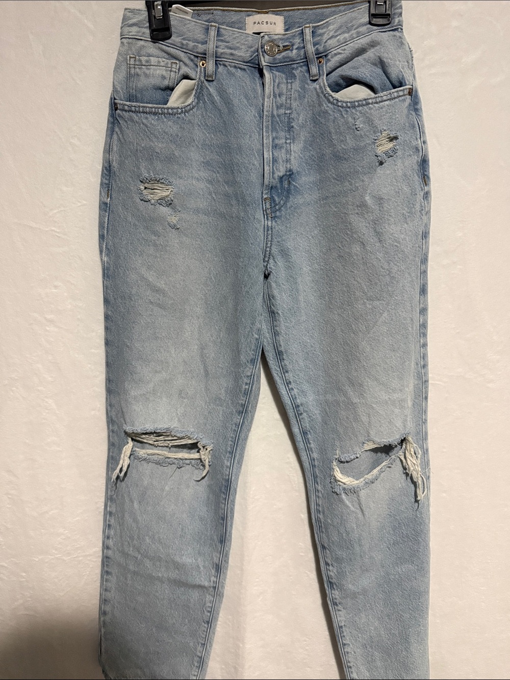 PacSun Women Dad Jeans Light Wash Slim Straight Distressed Jeans